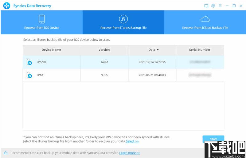 Syncios iOS Data Recovery下载,数据恢复,数据还原